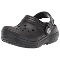 Crocs Unisex-Child Classic Lined Clog, Black/Black, 11 Little Kid