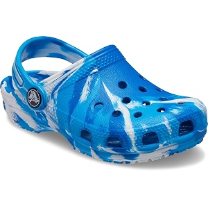 crocs kids classic marbled tie dye clog  slip on shoes for boys and girls bright cobaltwhite