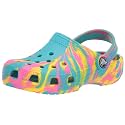 Crocs Kids' Classic Marbled Tie Dye Clog | Slip On Shoes for Boys and Girls, Digital Aqua/Multi, 9 US Unisex Toddler