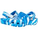 Crocs Kids Classic Marbled Tie Dye Clog | Slip On Shoes for Boys and Girls, Bright Cobalt/White