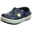 Crocs Kids' Crocband Chevron Beaded Clog, Navy/Citrus, 6 Big Kid