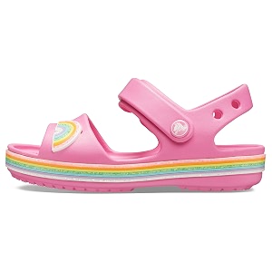 crocs unisex crocband sandal pink lemonade 2 kids uk 206145-669