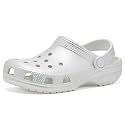 Crocs Unisex Kids Classic Glitter Clogs (Little Kid/Big Kid) Silver Metallic 1 13 Medium Little Kid