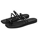 Crocs Women's Miami Toe Loop Sandals | Square Toe Flat | Flexible Straps | Croslite Foam Footbed