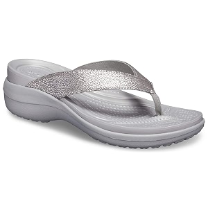 Crocs womens Capri MetallicTxt Wedge Flip