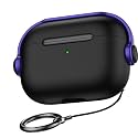 Croiky TPU Anti-Lost Lid Design, Full Protection Case Cover Compatible with Airpods pro 2 Generation Case Cover with Carabiner - Black|Blue