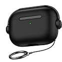 Croiky TPU Anti-Lost Lid Design, Full Protection Case Cover Compatible with Airpods pro 2 Generation Case Cover with Carabiner - Black|Black