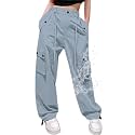 Cromoncent Cargo Pants Girls &amp; Women Parachute Pants Y2K Baggy Rave Clothes Waterproof with Pockets, 6 Years - 3XL
