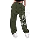 Cromoncent Cargo Pants Girls &amp; Women Parachute Pants Y2K Baggy Rave Clothes Waterproof with Pockets, 6 Years - 3XL