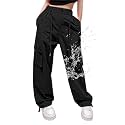 Cromoncent Cargo Pants Girls &amp; Women Parachute Pants Y2K Baggy Rave Clothes Waterproof with Pockets, 6 Years - 3XL