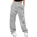 Cromoncent Cargo Pants Girls &amp; Women Parachute Pants Y2K Baggy Rave Clothes Waterproof with Pockets, 6 Years - 3XL