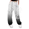 Cromoncent Cargo Pants Girls &amp; Women Parachute Pants Y2K Baggy Rave Clothes Waterproof with Pockets, 6 Years - 3XL