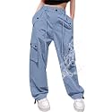 Cromoncent Girls &amp; Women Parachute Cargo Pants, 6Years-3XL