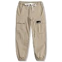 Cromoncent Girls&amp;Womens Cargo Pants Elastic Waist Lightweight Outdoor Jogger Pants, 6 Years - XX-Large