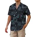 Cromoncent Hawaiian Shirt for Boy&amp;Men Short Sleeve Cuban Collar Tropical Holiday Summer Beach Shirts