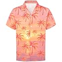 Cromoncent Hawaiian Shirt for Boy&amp;Men Short Sleeve Cuban Collar Tropical Holiday Summer Beach Shirts