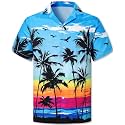 Cromoncent Hawaiian Shirt for Boy&amp;Men Short Sleeve Cuban Collar Tropical Holiday Summer Beach Shirts