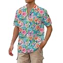 Cromoncent Hawaiian Shirt for Boy&amp;Men Short Sleeve Cuban Collar Tropical Holiday Summer Beach Shirts
