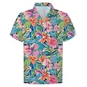 Cromoncent Hawaiian Shirt for Boy&amp;Men Short Sleeve Cuban Collar Tropical Holiday Summer Beach Shirts