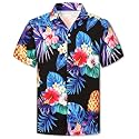 Cromoncent Hawaiian Shirt for Boy&amp;Men Short Sleeve Cuban Collar Tropical Holiday Summer Beach Shirts
