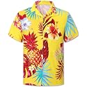 Cromoncent Hawaiian Shirt for Boy&amp;Men Short Sleeve Cuban Collar Tropical Holiday Summer Beach Shirts