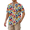 Cromoncent Hawaiian Shirt for Boy&amp;Men Short Sleeve Cuban Collar Tropical Holiday Summer Beach Shirts