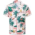 Cromoncent Hawaiian Shirt for Boy&amp;Men Short Sleeve Cuban Collar Tropical Holiday Summer Beach Shirts