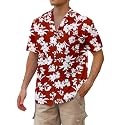 Cromoncent Hawaiian Shirt for Boy&amp;Men Short Sleeve Cuban Collar Tropical Holiday Summer Beach Shirts