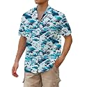 Cromoncent Hawaiian Shirt for Boy&Men Short Sleeve Cuban Collar Tropical Holiday Summer Beach Shirts