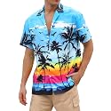 Cromoncent Hawaiian Shirt for Boy&amp;Men Short Sleeve Cuban Collar Tropical Holiday Summer Beach Shirts