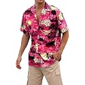 Cromoncent Hawaiian Shirt for Boy&amp;Men Short Sleeve Cuban Collar Tropical Holiday Summer Beach Shirts