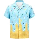 Cromoncent Hawaiian Shirt for Boy&amp;Men Short Sleeve Cuban Collar Tropical Holiday Summer Beach Shirts