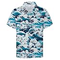 Cromoncent Hawaiian Shirt for Boy&amp;Men Short Sleeve Cuban Collar Tropical Holiday Summer Beach Shirts