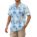 Cromoncent Hawaiian Shirt for Boy&amp;Men Short Sleeve Cuban Collar Tropical Holiday Summer Beach Shirts