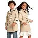 Cromoncent Kids Waterproof Double Breasted Lapel Trench Coat