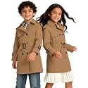 Cromoncent Kids Waterproof Double Breasted Lapel Trench Coat