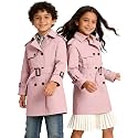 Cromoncent Kids Waterproof Double Breasted Lapel Trench Coat