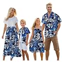 Cromoncent Matching Hawaiian Outfits for Family, Dad and Son Matching Luau Beach Tropical Shirts Mommy Daughter Tropical Sets