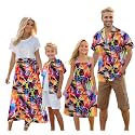 Cromoncent Matching Hawaiian Outfits for Family, Dad and Son Matching Luau Beach Tropical Shirts Mommy Daughter Tropical Sets