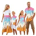 Cromoncent Matching Hawaiian Outfits for Family, Dad and Son Matching Luau Beach Tropical Shirts Mommy Daughter Tropical Sets