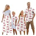 Cromoncent Matching Hawaiian Outfits for Family, Dad and Son Matching Luau Beach Tropical Shirts Mommy Daughter Tropical Sets
