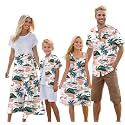 Cromoncent Matching Hawaiian Outfits for Family, Dad and Son Matching Luau Beach Tropical Shirts Mommy Daughter Tropical Sets