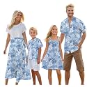 Cromoncent Matching Hawaiian Outfits for Family, Dad and Son Matching Luau Beach Tropical Shirts Mommy Daughter Tropical Sets