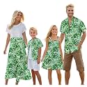 Cromoncent Matching Hawaiian Outfits for Family, Dad and Son Matching Luau Beach Tropical Shirts Mommy Daughter Tropical Sets