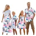 Cromoncent Matching Hawaiian Outfits for Family, Dad and Son Matching Luau Beach Tropical Shirts Mommy Daughter Tropical Sets