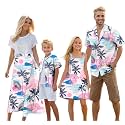 Cromoncent Matching Hawaiian Outfits for Family, Dad and Son Matching Luau Beach Tropical Shirts Mommy Daughter Tropical Sets
