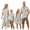 Cromoncent Matching Hawaiian Outfits for Family, Dad and Son Matching Luau Beach Tropical Shirts Mommy Daughter Tropical Sets