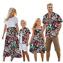 Cromoncent Matching Hawaiian Outfits for Family, Dad and Son Matching Luau Beach Tropical Shirts Mommy Daughter Tropical Sets