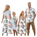 Cromoncent Matching Hawaiian Outfits for Family, Dad and Son Matching Luau Beach Tropical Shirts Mommy Daughter Tropical Sets