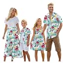 Cromoncent Matching Hawaiian Outfits for Family, Dad and Son Matching Luau Beach Tropical Shirts Mommy Daughter Tropical Sets